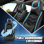 Car Seat Covers for Fiat 500 2012-2019, Premium Nappa Leather Car Seat Cover, Stylish Sport Seat Covers， Automobile Seat Cover Sets.(Luxury 2 Seats/Black Blue)