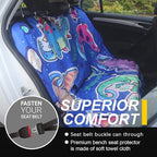 Back Seat Cover for Car Trucks Van SUV,Waterproof Rear Bench Towel Seat Covers for Dogs and Kids,Automotive Backseat Protector (Cartoon Dinosaur)