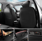 Car Seat Covers, Premium Leather Car Seat Covers, Waterproof and Breathable Seat Covers, Universal Car Seat Protector Fit for Cars, Trucks, SUVs, Pick-ups (Black & Pink, FullSet)