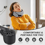 SZXYX Travel Pillows for Airplanes, 100% Pure Memory Foam Neck Pillow for Airplanes, Comfortable Breathable Cover, 360° Support Stowable Pillows for Sleeping, Car, Airport Travel Essentials, Max Grey