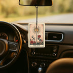 Witchy Gothic Car Air Freshener 4 Pcs, Vintage Boho the Sun Moon Star Reader Tarot Card Hanging Air Freshener for Closet Drawer Books, Goth Skull Skeleton Car Accessories Mirror Decor for Women