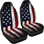 ELEQIN Vintage US Flag Print Car Seat Covers Two Front Only for Car, Automotive Interior Covers, Airbag Compatible, Quick Setup Universal Fit Seat Covers for Car, Truck, SUV