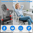 Seat Cushion for Office Chair, Memory Foam Chair Cushions, Car Seat Cushion for Long Sitting, Desk Chair Cushion for Pressure Relief, Non-Slip Bottom, Washable Cover, X-Large, Black