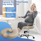 CloudBliss Donut Pillow Seat Cushion Chair Pad for Tailbone Pain Relief and Hemorrhoids, Memory Foam Seat Chair Cushion for Men and Women for Home & Office, (Khaki-XL)