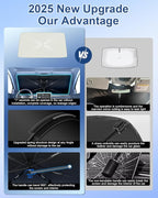 helloleiboo 𝟮𝟬𝟮𝟲 𝗨𝗽𝗴𝗿𝗮𝗱𝗲𝗱 Car Windshield Sun Shade Umbrella 53" x 30" – Foldable Sun Shade with 5-Layer Vinyl Coating, Reflective Heat & UV Protection, Fits Compact Cars & Small Sedans