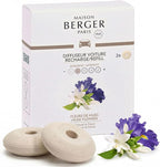 Maison Berger Luxury Car Diffuser Refill Set – Ceramic Inserts for Vent Clip Diffusers, 4-Week Passive Diffusion, Premium In-Car Fragrance Refill, Made in France (Musk Flowers)