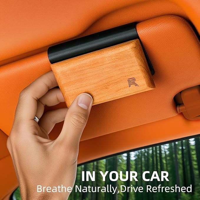 2025 Newly Car Air Freshener - Wood Boxed Car Air Freshener – Long-Lasting Fragrance for 90+ Days – Wooden Car Diffuser （Amber Vanilla Scent）