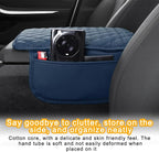 Mandark Car Center Console Cover, Microfiber Leather Vehicle Armrest Protector Cushion with 2 Storage Bags, Auto Interior Arm Rest Seat Box Pad Accessories, Universal for SUV, Sedan, Truck (Dark Blue)
