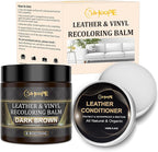 8.8oz Leather Recoloring Balm with 100ml Mink Oil,Dark Brown Leather Repair Kit for Furniture,Leather Repair Cream,Leather Scratch Repair for Car Interior,Leather Conditioner for Couch