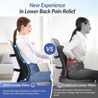 ZIKEE Adjustable Airbag Lumbar Support Pillow Provides Comfortable Support Back Pain Relief and Improves Posture, Ergonomic Memory Foam Back Support Pillow for Office Chair, Car, Home