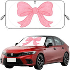 Car Windshield Sun Shade, Car Sun Shade Cute Bow Visor for CarWindshield, Wear-Resistant Black Tape, Foldable 59'x27.5'/63''x31.5''