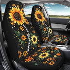BIGCARJOB Sunflower Car Accessories Set 2 Pcs Dog Paw Sunflower Car Seat Cover Full Set for Women Girls Cute Auto Interior Seat Protector Saddle Blanket,Universal Fit