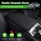 Shademax Center Console Cover Custom Fit for Hyundai Santa Cruz 2022 2023 2024 2025 2026 Armrest Cover Cushion Pad Santa Cruz Accessories PU Leather Armrest Seat Box Protector with Pockets Storage Bag