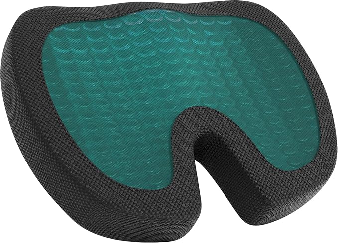 Amazon Basics Comfortable Seat Cushion for Office Chairs, Gel Enhanced Memory Foam, Non-Slip, Cooling Support for Long Sitting, Black
