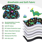 Car Seat Protector for Potty Training, 2 Pack Waterproof Piddle Pad Cover with Anti-Slip Backing, Portable Car Seat Liner for Toddler Baby Safety Carseats & Strollers (Black Dinosaur)