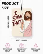 Funny Jesus Christian Car Air Freshener 4 Pcs Coconut Scented, Religious Faith Car Accessories Mirror Decor for Women, I Saw That Jesus Hanging Air Freshener for Cars Closet Drawer Books