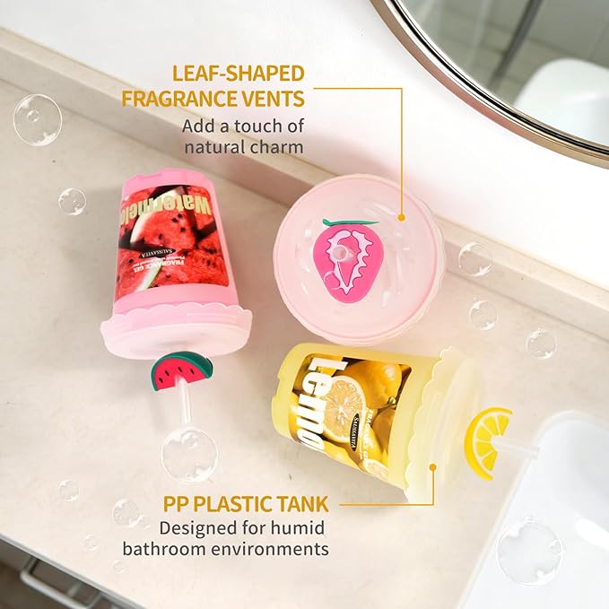 Diffusers for Home Strawberry Scent 2 Pack, Bathroom Diffuser Fruit Cup Shape for Office, Air Freshener Diffuser Gel Leak-Proof Car & Room, Bathroom Scent Diffuser for Friends and Family