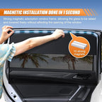 Car Front Side Window Sunshade, Magnetic Automotive Windshield Privacy Curtain with Half Shade, Mesh Sun Protection Cover Blocks Heat, Glare, UV Rays for Driver Passenger (Front)