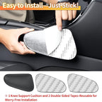 2PCS Car Knee Cushion Pad, Door Armrest Pad with Memory Foam for Knee Leg Elbow, Leather Knife-Shaped Car Armrest Cushion with Full Coverage Velcro, Automotive Interior Accessories(Black)