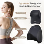FLORICH Upgraded 3-in-1 Memory Foam Car Seat Cushion Set with Lumbar Support & Neck Pillow, Washable Driving Seat Cushion for Back & Sciatica Pain Relief, Non-Slip Seat Cushion for Car, Office-Black