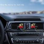 Cherry Car Decor,2pcs Bee Leaf Cherry Car Air Freshener Vent Clips,Cute Retro Sweet Themed DashBoard Decoration Accessories for Women Teens,Refillable Aroma Diffuser
