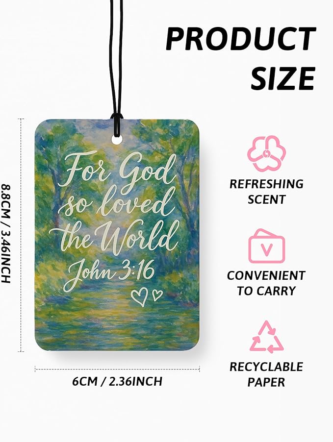 Green Pink Christian Car Air Freshener 4 Pcs, Coquette Preppy Bow Floral Religious Hanging Air Freshener for Cars Closet Drawer Books, Cute Christian Car Accessories Mirror Decor for Women