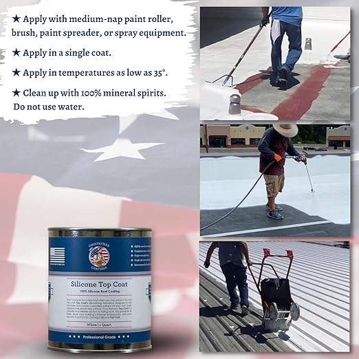 Countryman Coatings - 100% Silicone Roof Coating Restore Your Roof in a Day Seal Leaks, Cracks, Seams, Penetrations Adheres to All Surfaces (1 Quart, White) (Pack of 2)