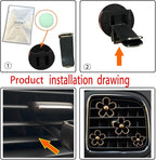 Daisy Air Vent Clips, 4 Pcs Cute Flower Car Air Conditioning Outlet Clip Car Air Freshener Clip Charm Car Inter Decor Accessories for Women (Black)
