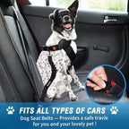 COOYOO Dog Seat Belt,3 Piece Set Retractable Dog Car Harness Adjustable for Vehicle Nylon Pet Safety Heavy Duty & Elastic