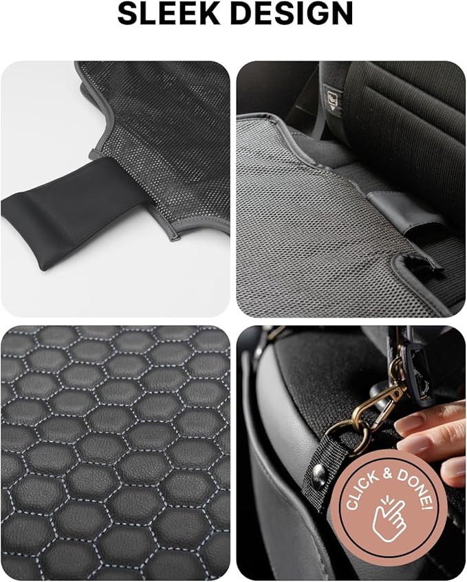 Owleys Premium Leather Car Seat Protector for Child Car Seat Cover from Dirt Scratches - Infant Car Seat Protector for Back Seat/Front Booster Seat Protector Under Baby Car Seat Waterproof 1pc Black