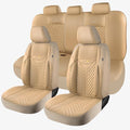 PU Leather Car Seat Covers Full Set – Waterproof seat Cover for Cars，3D Foam Support Automotive seat Covers ，Airbag Compatible, Universal Fit for Cars SUVs Trucks Sedans（Khaki）