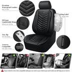 CAR PASS 3D Foam Faux Leather Car Seat Covers Front Seats,Waterproof Leather Front Seat Cover for Cars,Luxury Universal Fit for SUV Truck Sedan Automotive, Armrest Airbag Compatible Anti-Slip, Black