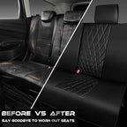 CAR PASS Luxury Faux Leather Rear Bench Car Seat Covers, Waterproof Anti Slip Back Seat Covers, Deluxe Automotive Backseat Cover Universal Fit for Most Cars Sedan SUV Pickup Truck (All Black)