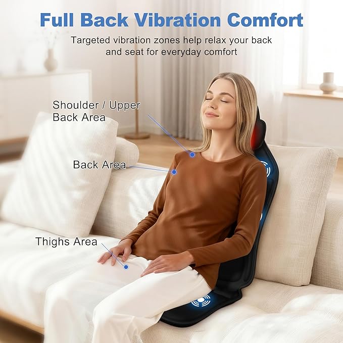 Vibration Seat Cushion with Heat & Cooling, Chair Pad for Office & Home, 6 Motors, Adjustable Modes, Portable Comfort Cushion for Sitting Support