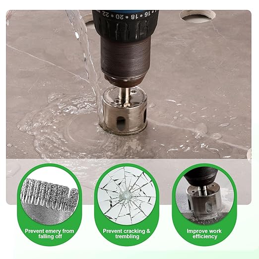 Diamond Hole Saw Kit, 18 PCS Tile Hole Saw Kit with Double Suction Cup Guide, 6-50 mm Dry/Wet Drill Bits Set for Ceramic, Glass, Porcelain, Marble, Granite