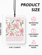 Preppy Pink Floral Cherry Christian Car Air Freshener 4 Pcs, Coquette Girly Religious Hanging Air Freshener for Cars Closet Drawer Books, Cute Christian Car Accessories Mirror Decor for Women