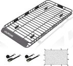 WILDROAD Car Roof Cargo Carrier Combo - Upgraded 84"x 39"x 4" Roof Rack Basket, Super Duty Bungee Net. Universal Car Top Luggage Holder Fits SUV, Truck, Cars