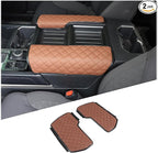 2PCS Center Console Armrest Cover for Toyot@ Tundra 2022-2025 /Sequoia 2023-2025 Accessories, Leather Front Seat Armrest Box Cushion Protector Waterproof Anti-Scratch (Left-Hand Drive)