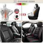 Leather Car Seat Covers Fit for Toyota Tacoma 2005-2024, 5 Seater Car Seat Cover, Premium Waterproof, Scratch Resistant Car Interior Accessories (Full Set Black Red)