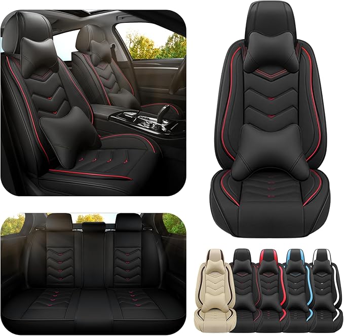 Car Seat Covers for Honda Accord 2000-2026, Premium Nappa Leather Car Seat Cover, Stylish Sport Seat Covers， Automobile Seat Cover Sets.(Luxury 5 Seats/Black)