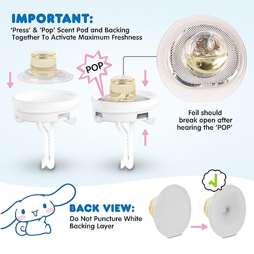 Carbella Hello Kitty Car Air Freshener – Cute and Long-Lasting Cinnamoroll Air Freshener for Car, Easy Clip-On Hello Kitty Car Accessories, Odor Eliminator, Fun Scents, 30 Days Freshness, White/Blue