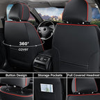 Coverado Front Car Seat Covers, 2Pcs Leather Seat Covers for Cars, Car Seat Protector Front Seats Only Auto Car Accessories Fit for Most Sedans SUV Pick-up Truck(Black&Red)