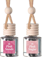 C&E Craft Co Hanging Car Air Freshener Diffuser 2 Pack, Long Lasting Fragrance Oil Car Freshener, Glass Bottle Auto Air Freshener, Made in USA (Pink Sugar + Pink Sands)
