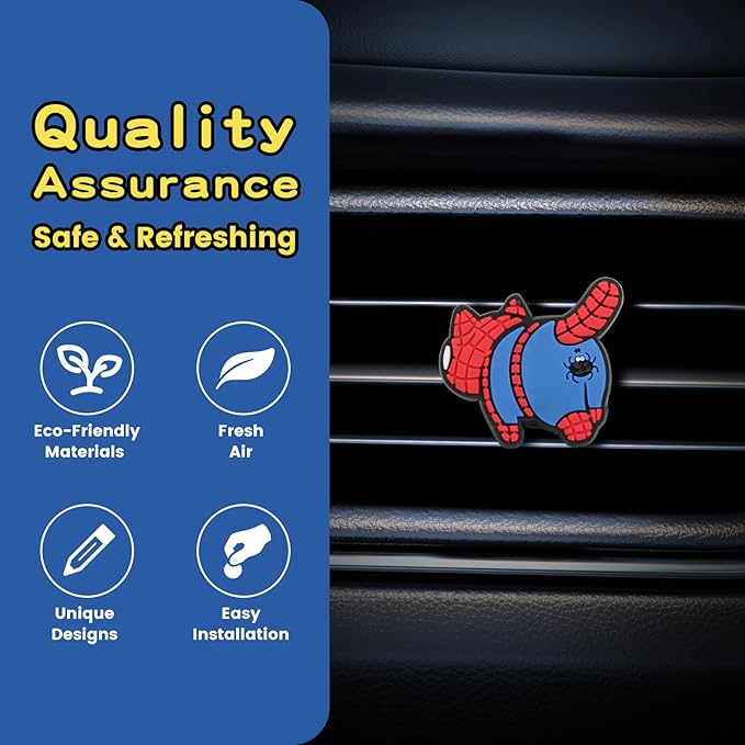 Air Vent Decoration - Cute Super Kitty Hero Decorative Vent Clip for Cars, Bedroom or Office [Spider Man]