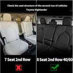 AOMSAZTO Custom Fit Seat Covers for Toyota Highlander 2020 2021 2022 2023 2024 2025 2026- (Three-Rows 8 Seats,Second Row 40/60 Split) Faux Leather Black