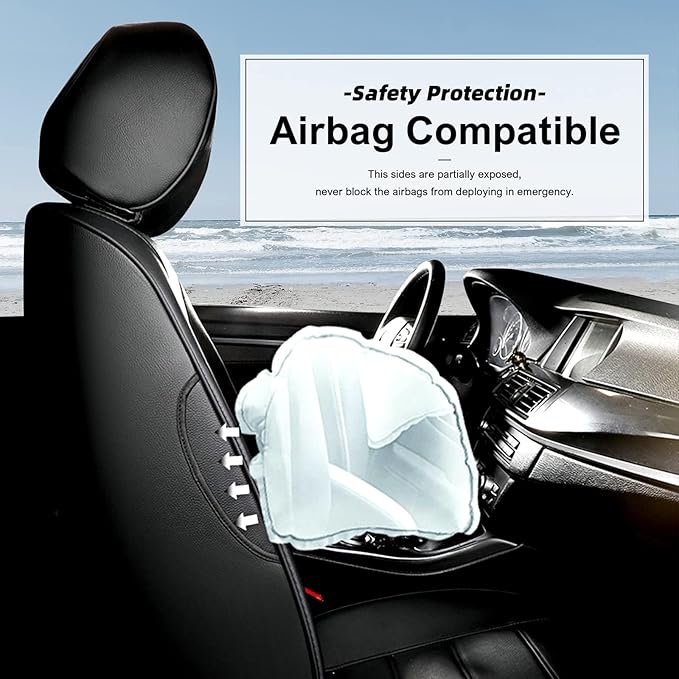 AOMSAZTO Custom Fit for Toyota CHR 2018 2019 2020 2021 2022 Full Set Faux Leather C-HR Seat Covers Compatible Airbag Black