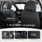 Coverado Car Seat Cover, Cover for Cars Full Seat, Premium Leather, Universal Fit Waterproof Seat Protectors, Car Seat Cushion Non-Slip for Most Cars-Black