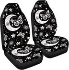 BIGCARJOB Moon Butterfly Car Seat Cover Set for Front Seat Only,2 Pack Black Butterfly Auto Front Seat Protector Saddle Blanket for Women Car Interior Accessories