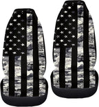 ELEQIN Squirrel Front Car Seat Covers 2pcs, Black Camo US Flag Automotive Seat Covers Car Accessories Universal Size Fit for Most Cars,SUVs&Trucks&Vans