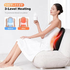 KNQZE Lumbar Support Pillow for Office Chair, Heated Back Support Pillow with Vibration, Back Massage for Pain Relief, 3 Heating Levels & 4 Motors & 3 Intensities, at Home Office Car Sofa - Black